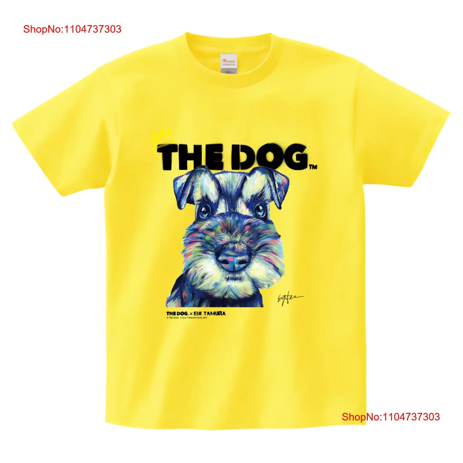 تي شيرت THE DOG EIJI TAMURA Collaboration تي شيرت M Schnauzer أصفر اللون S L XL عتيق مغسول مريح ملابس الشارع قليلاً