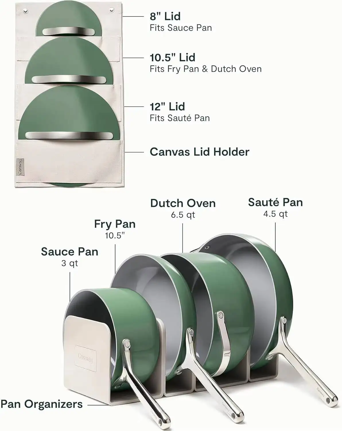 طقم أواني طهي سيراميك غير لاصقة من كارواي (12 قطعة) أواني ومقالي وأغطية لتخزين المطبخ - غير سامة - آمنة للفرن ومتوافقة مع