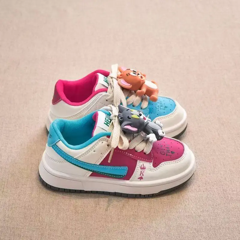ص ‌ إيل صور 2025 جديد ربيع الخريف لطيف القط والفأر الكرتون الفتيات الأطفال أطفال أحذية رسمية sprots حذاء كاجوال الشقق