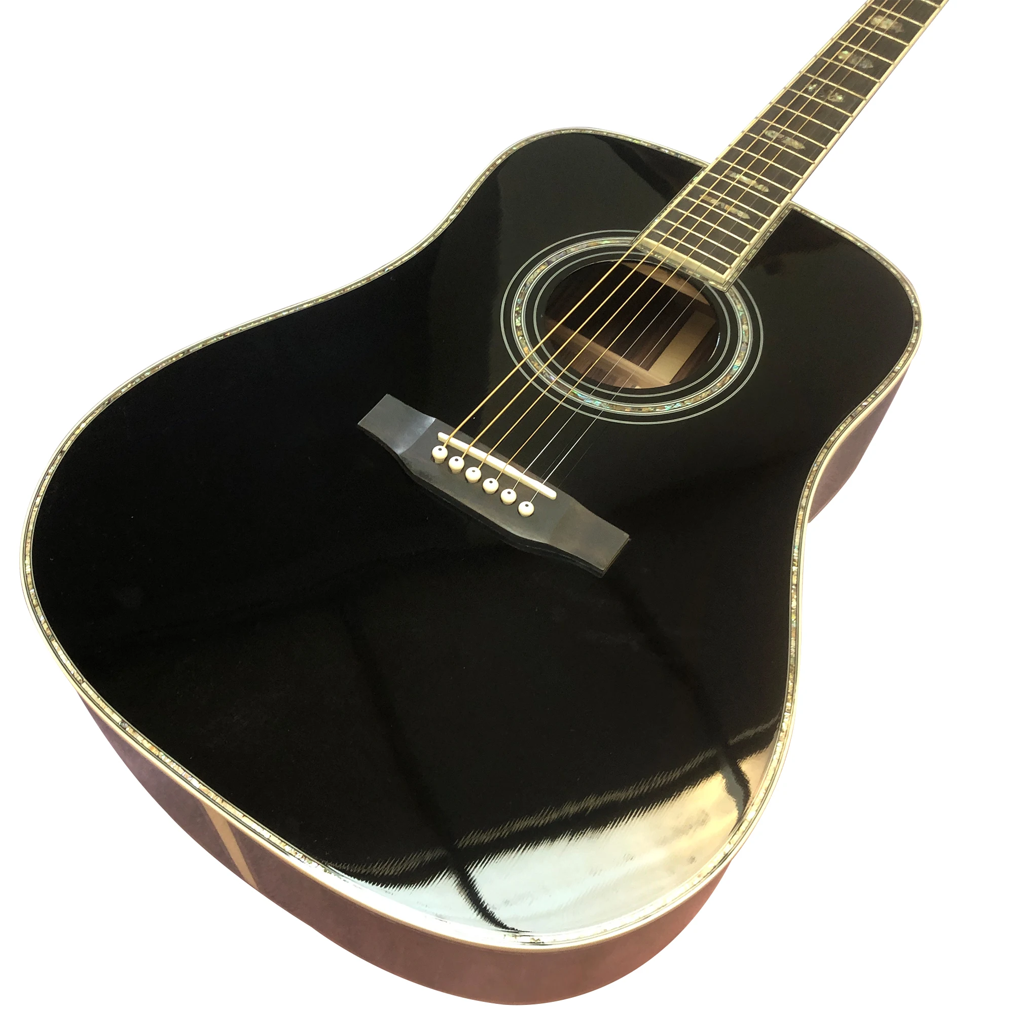 41 inch D45 mold BK painted real abalone inlaid with black finger acoustic guitar