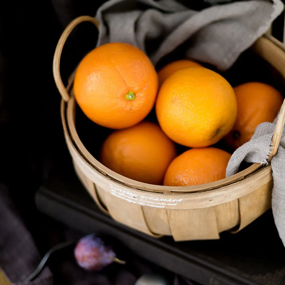 

Pumpkin Shape Wooden Fruit Basket Small Size Light Coffee Color Handmade Picnic Basket Outdoor Indoor Vegetable Storage