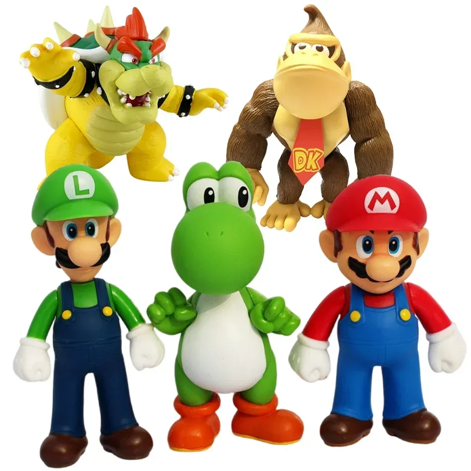 50pcs Super Mary Action Figure Toys Mario Bros Luigi Yoshi Donkey Kong Wario Anime Model Ornaments Children Birthday Gifts