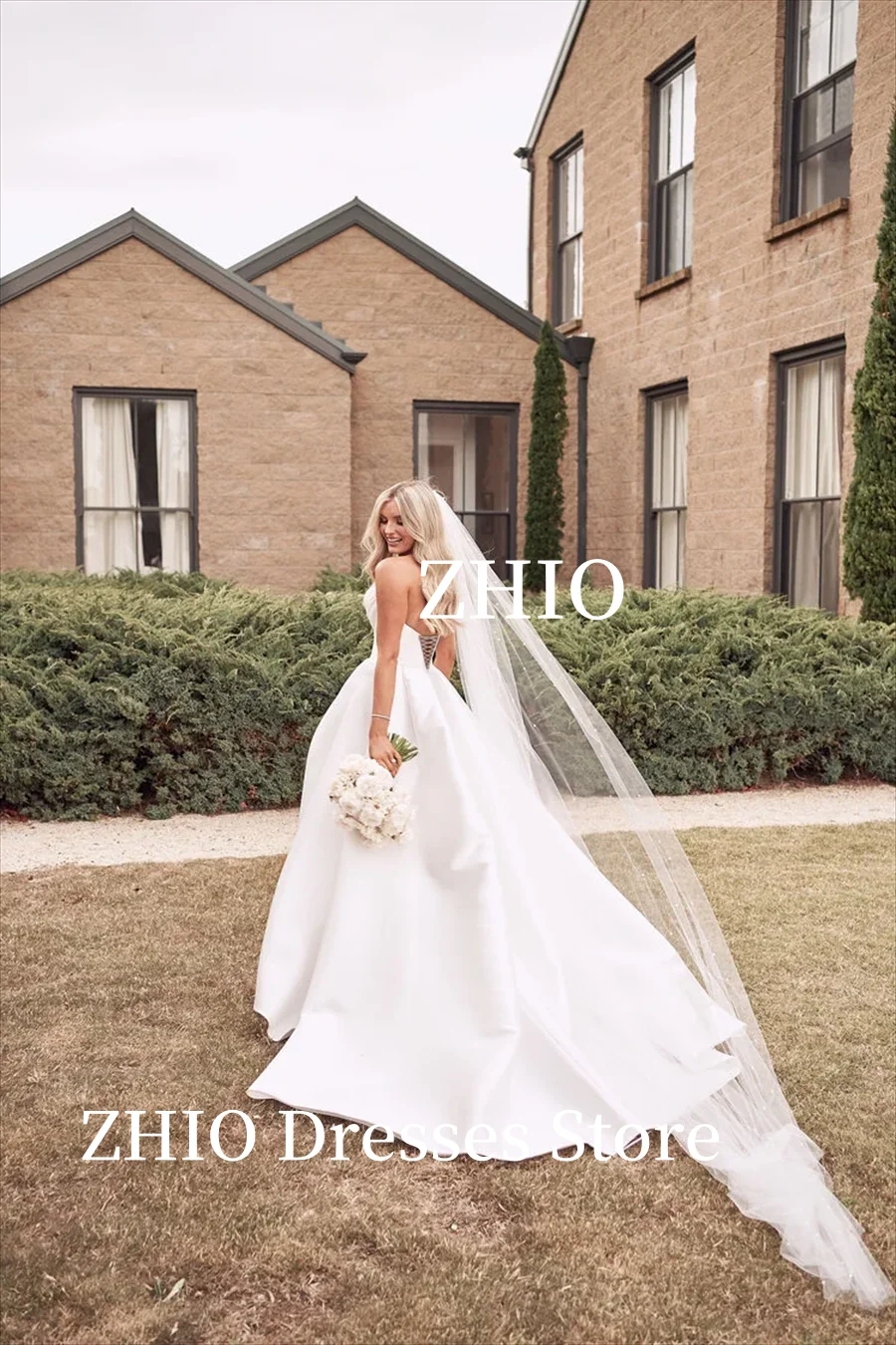 ZHIO Elegante Falte Schatz A-linie Brautkleider Seite Schlitz Vestido De Noiva Satin Applizierte Frauen Brautkleider Angepasst