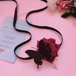 1pc Lolita Eye Patch Red Rose Black Butterfly Eye Mask For Gothic Eyewear Accessories Carnival Props