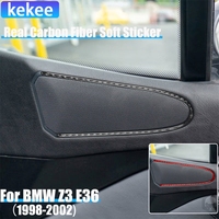 Real Carbon Fiber Car Accessories Door Speaker Decorative Strip Cover Soft Sticker For BMW Z3 E36 1998 1999 2000 2001 2002