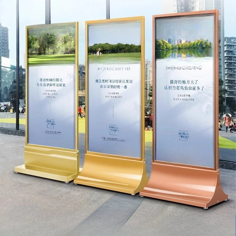 Stainless steel billboard display board vertical floor standing screen display stand
