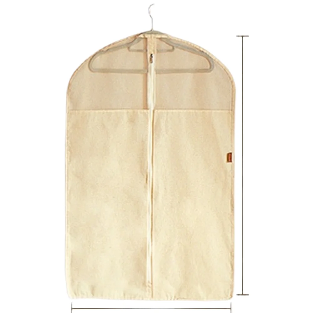 Cotton Dust Storage Cover with Transparent Front Section and Breathable Mesh for Outerwear and Layered Garments