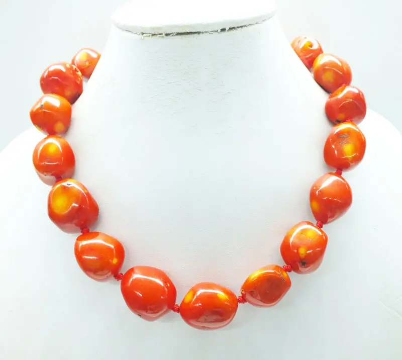 18X22MM Antique Natural Orange Coral Necklace. Classic bridal wedding jewellery 18