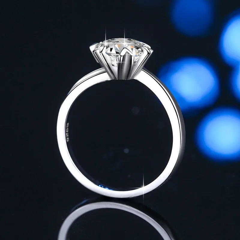 MSZJZ0010 Lefei Fashion Luxury Color D 1 2 Ct Classic Moissanite 6 Paws Round Ring For Women S925 Silver Wedding Elegant Jewelry