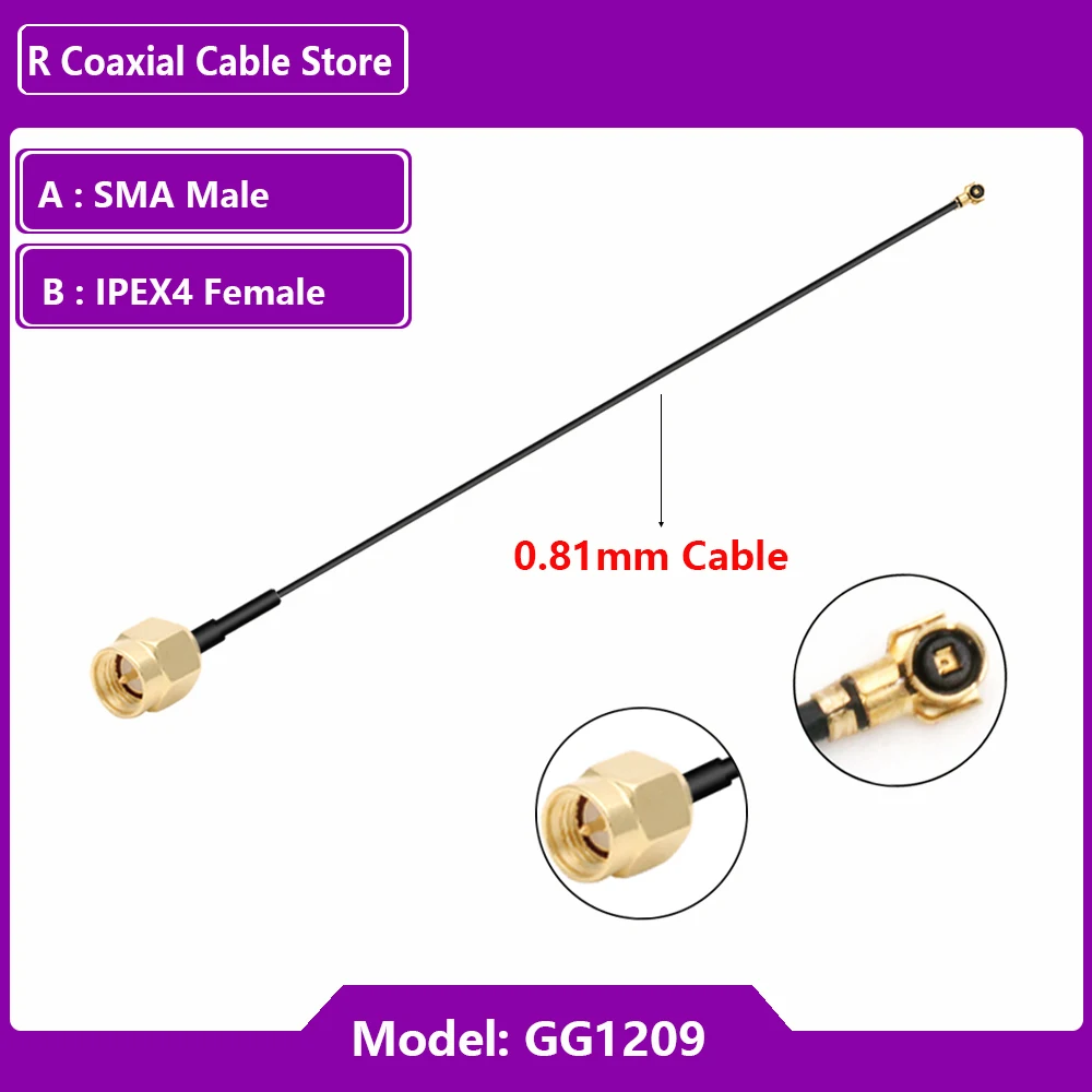 1PC IPX MHF1/4 Cable  IPEX1/IPEX4(MHF4)Female to RP-SMA / SMA Male WIFI Antenna Pigtail Jumper RG1.13/0.81MM Extension RF Cable