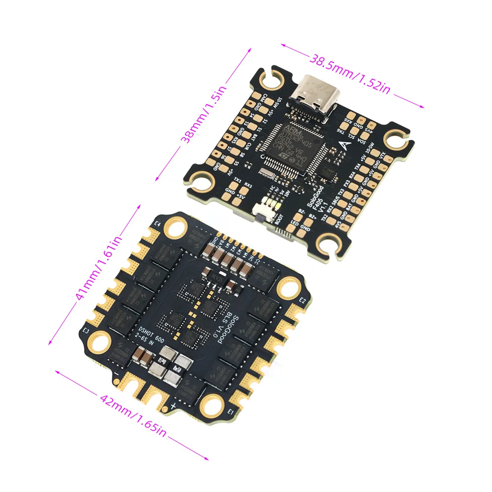 SoloGood F405 60A 2-6S 30,5X30,5mm Stapel (F405 Flight Controller+BLHELI_S 60A 4in1 ESC) – Detail 10