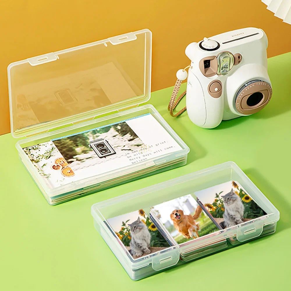 Mini Rectangle Transparent Storage Box Idol InsPhoto Storage Case Plastic Stickers Cards Organizer Case Desktop Container