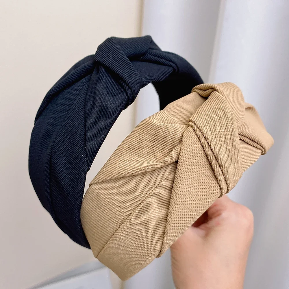 

Girls Vintage Hair Bands Cloth Wide Hairband New Knotted Headbands for Women Headdress Soft Hair Hoop Hair Accessories Headwear