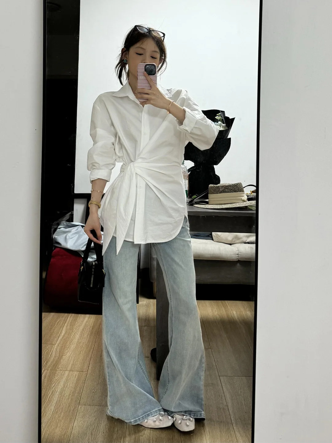 

Женская рубашка в корейском стиле с эффектом похудения, повседневная модная рубашка с длинными рукавами, универсальный топ, новинка весеннего сезона