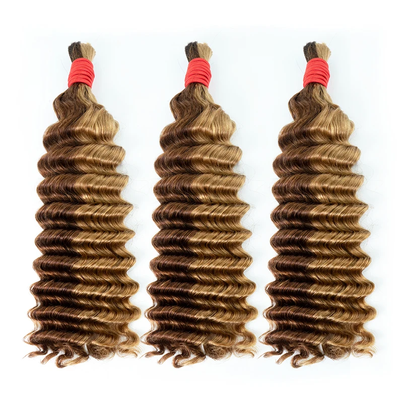 Deep Wave Human Hair Extensions 100% Brazilian Virgin Hair for Braiding,Curling,Suitable for All Women Knotless Braids Hair