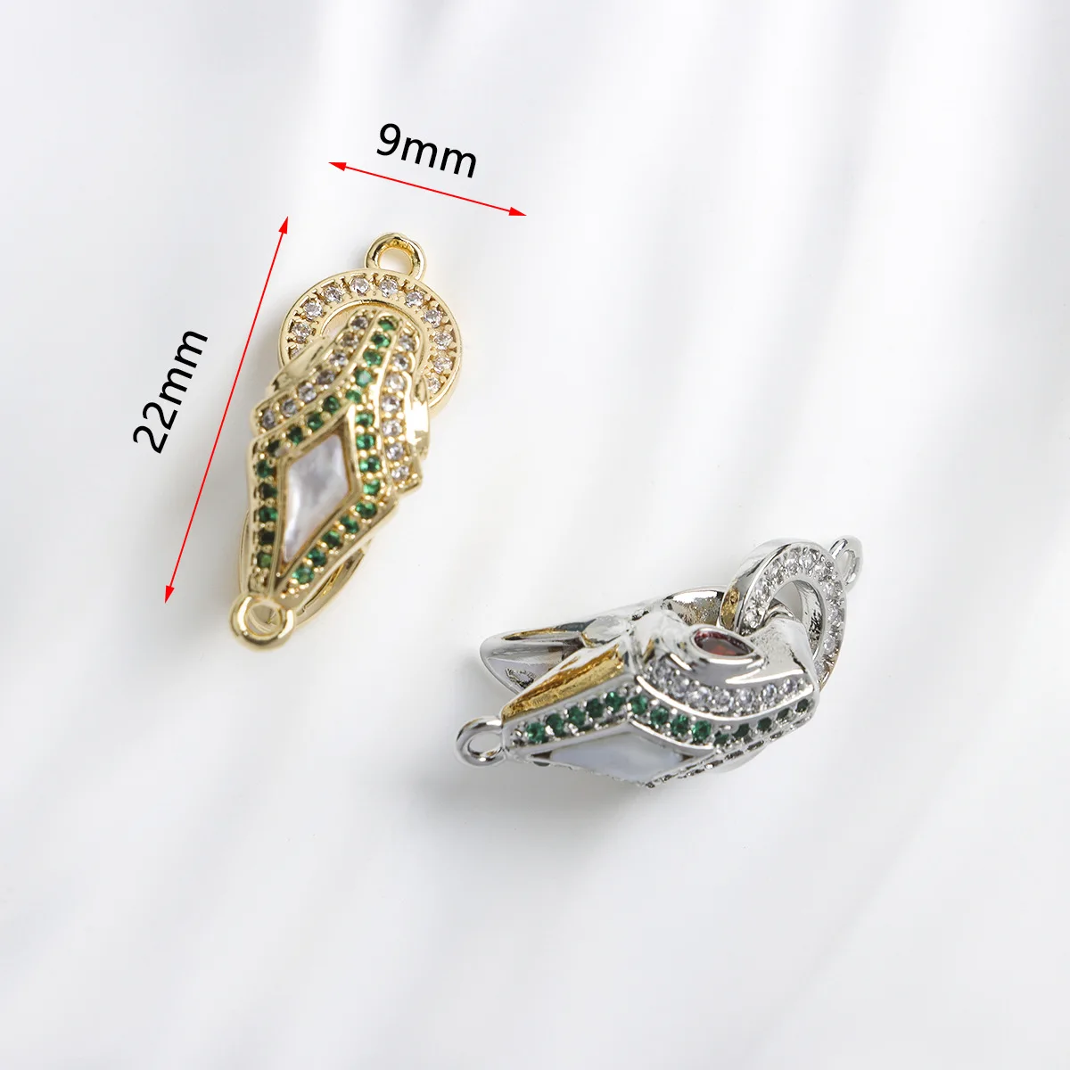 Copper-plated Gold-plated Zircon Snake Head Spring Push Buckle Pearl Necklace Bracelet Connecting Buckle DIY Jewelry Accessories