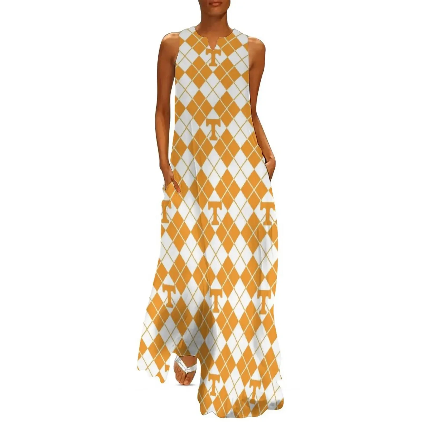 

Orange and White Checkerboard Long Dress Dance dresses birthday dress birthday dress for women luxury 2025