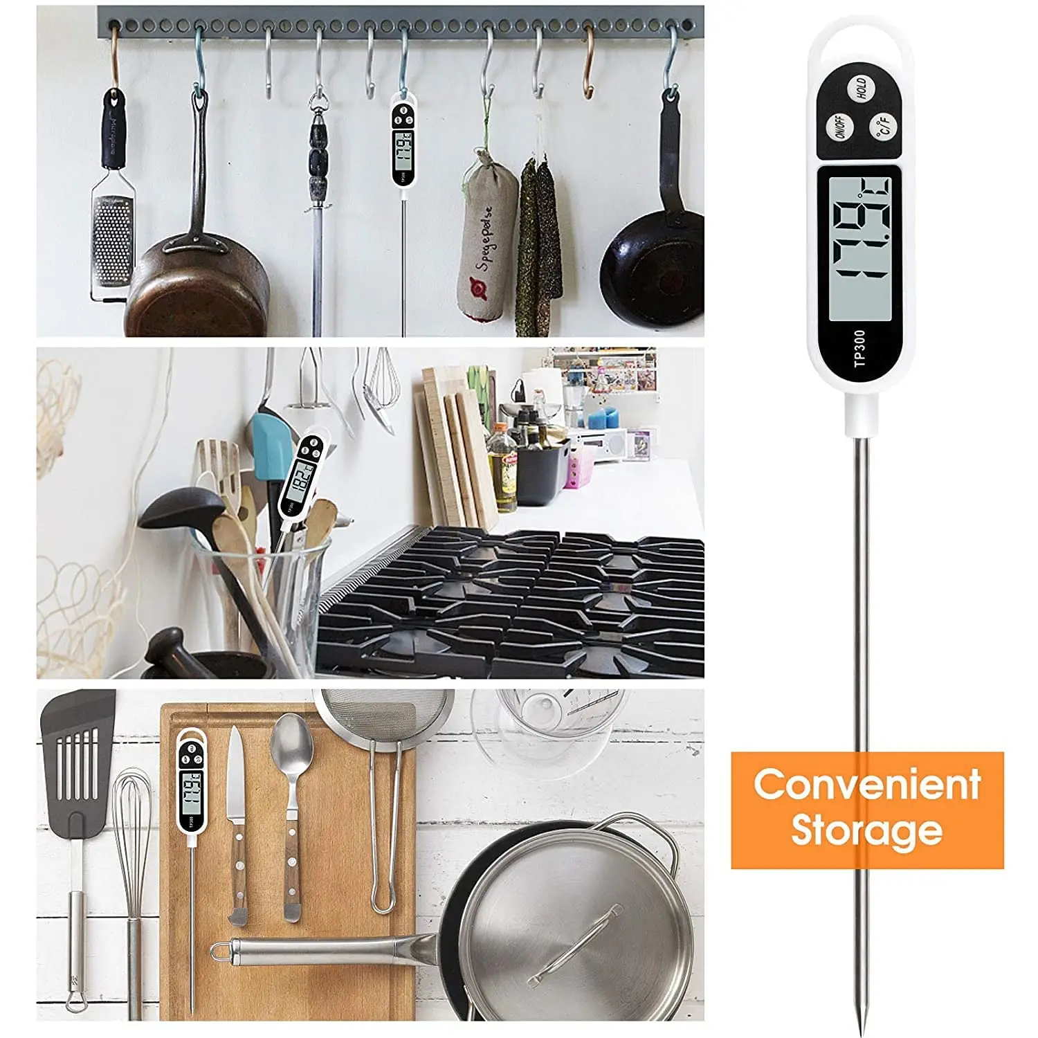 Food Thermometer Digital Meat Cooking Thermometer Instant Read Long Probe Auto Off LCD Screen Kitchen image 3