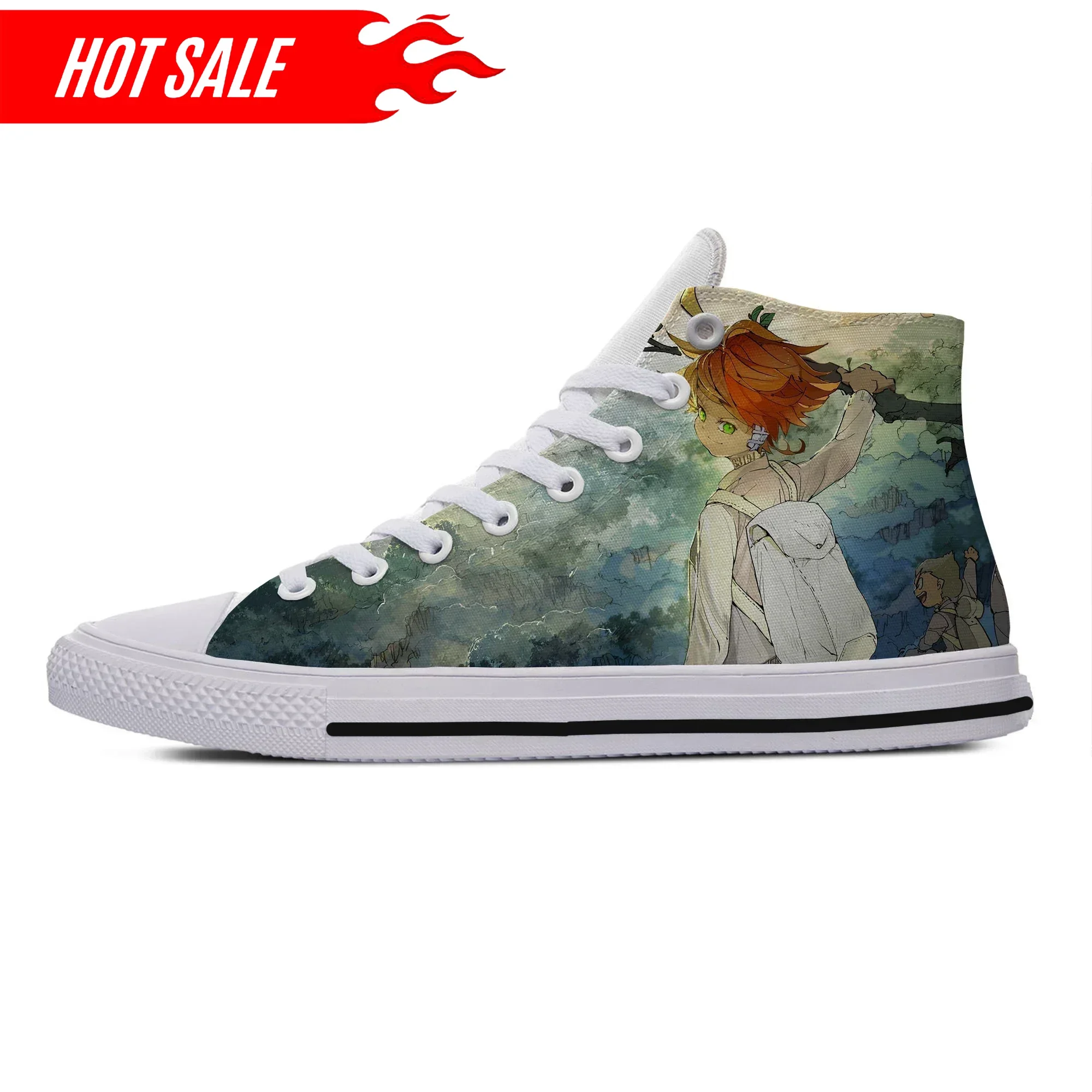 حار بارد الصيف أنيمي وعد ياكوسوكو نو نيفرلاند إيما راي نورمان النساء الرجال خفيفة الوزن الأزياء عالية مساعدة الأحذية القماشية