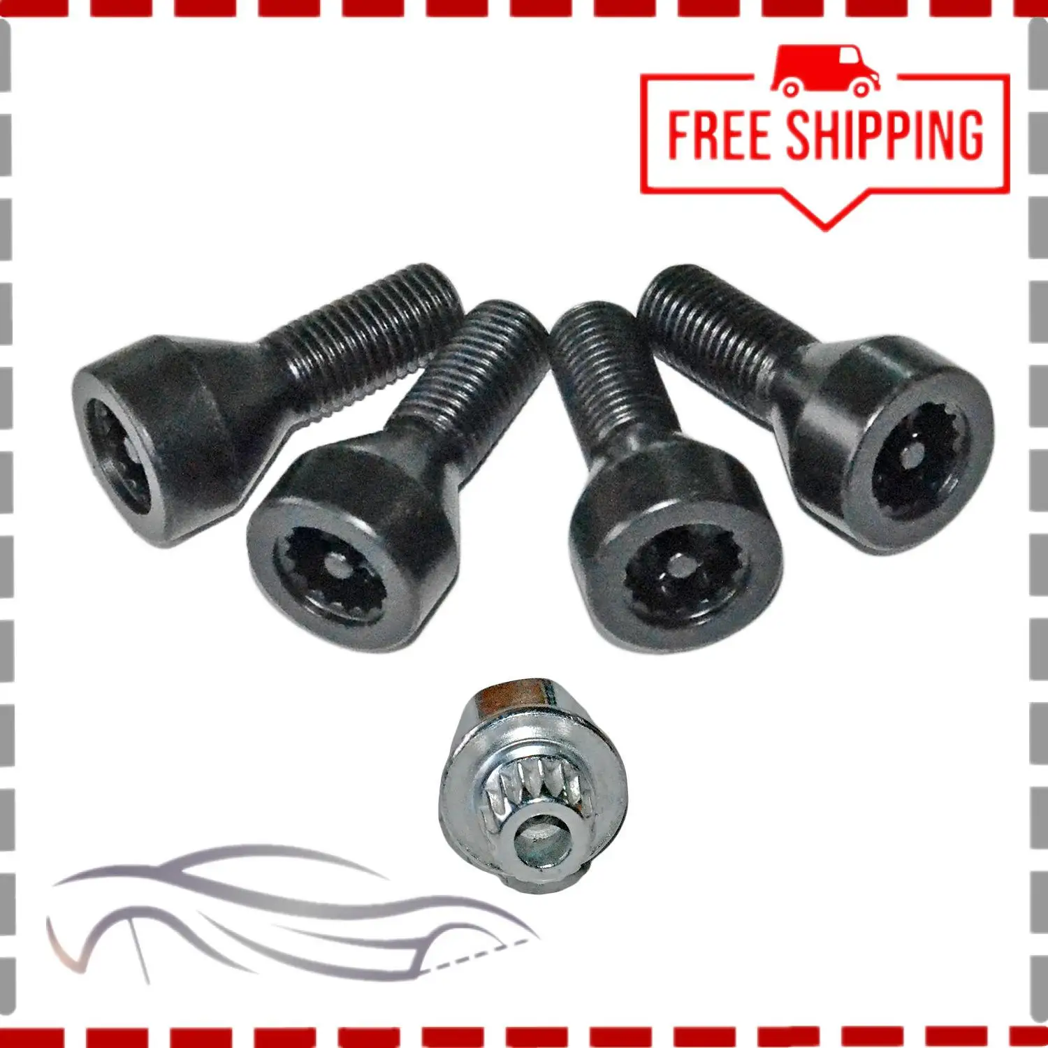 BMW e46,e87,e90,e60,m12 x 1.5, 4 plus 1,m12 x 1.5, 36136786419,36131180882,36136764057用の黒いラグボルトのセット