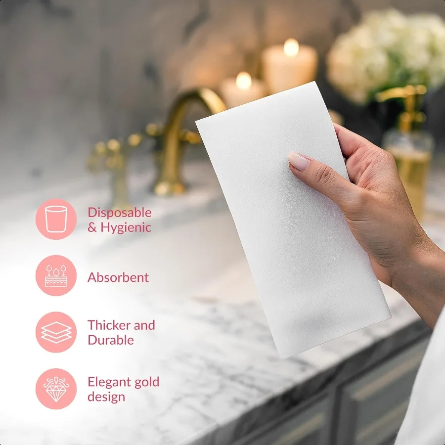 100 Asciugamani di carta in lino Asciugamani per il bagno Tovaglioli simili a vestiti per matrimoni Eventi e cene Tovaglioli di carta Ideale per
