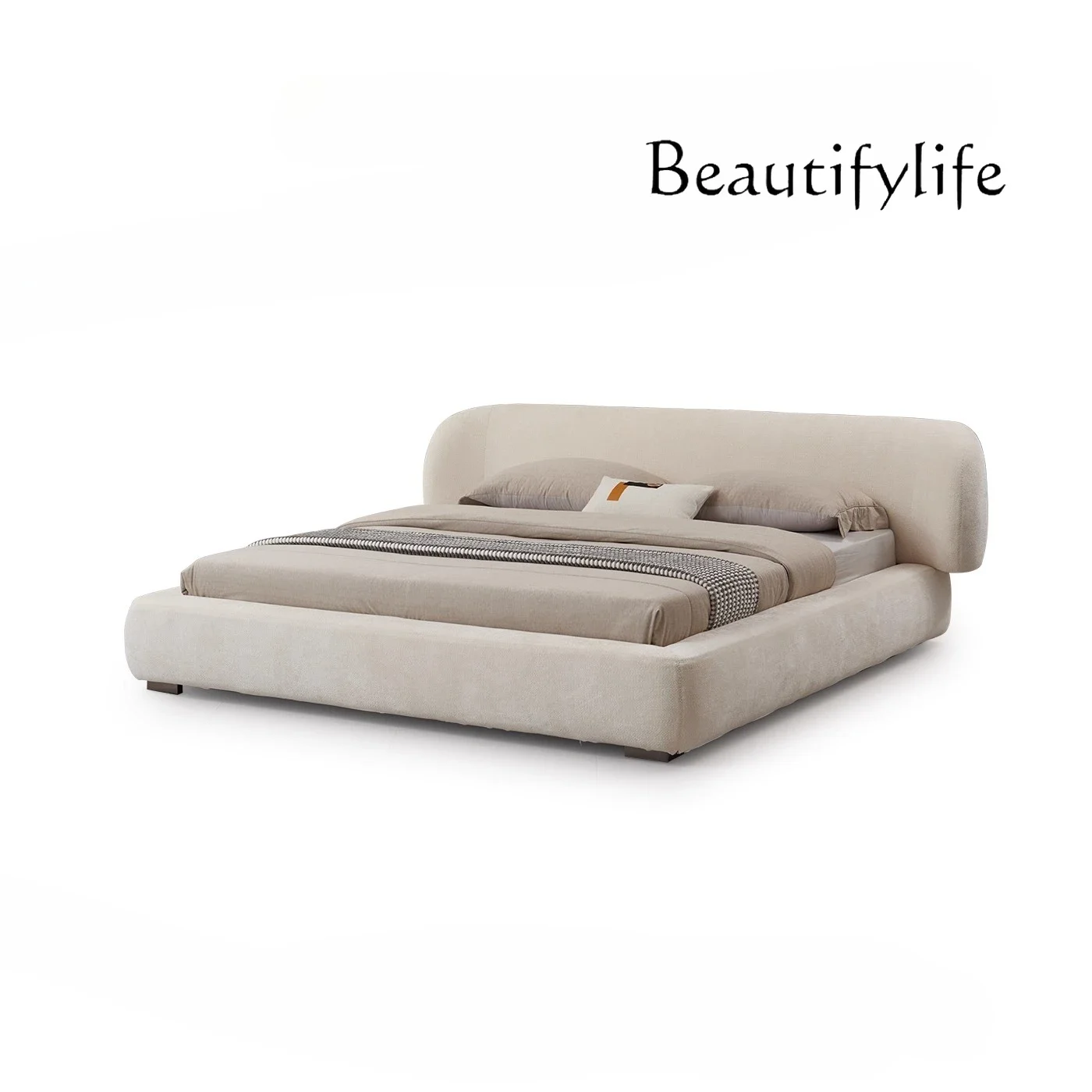 

Nn New Italian minimalist fabric bed Modern minimalist designer master bedroom advanced wedding bed