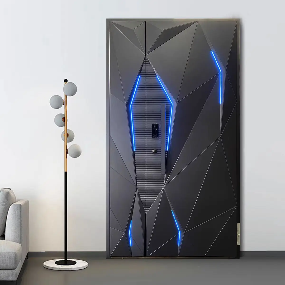Sixinalu Entrance Doors With Light Strip 1S.q Exterior Gate Entry