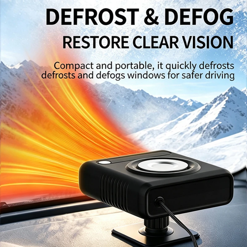 New 12V Car Defroster Heater 360° Rotation Fan Mode Defogger Vehicle Heater With Digital Display For Sedan SUV Winter Windshield