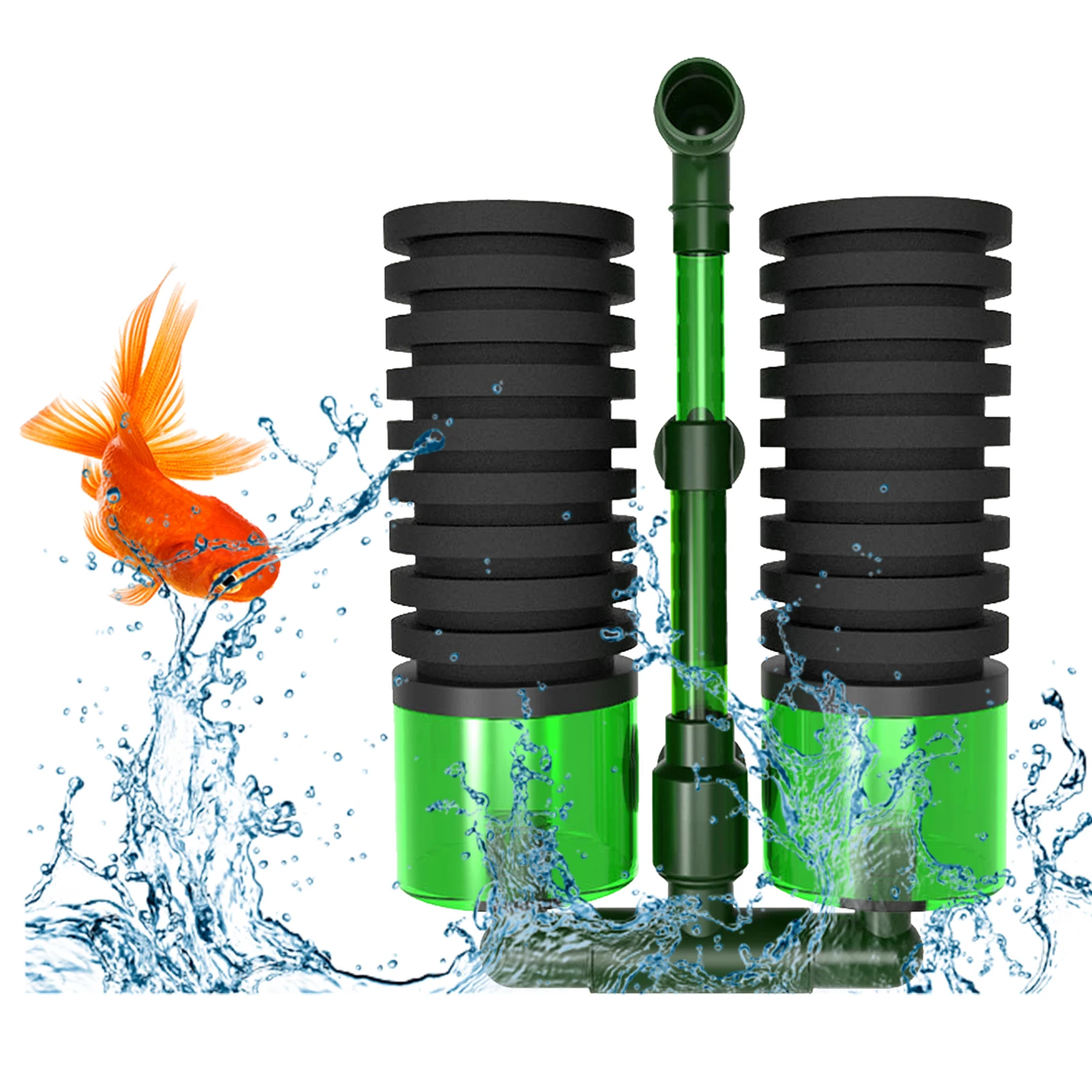 Aquarium Fish Breeding Filters Double Head Biochemical Sponge Filter No Noise Fish Tanks Filtration Device Absorbs Dirt Home Use