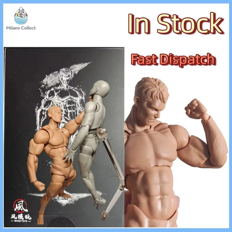 Wind Toys 1/12 Männliche Muskulöse Figur mit Superflexiblen Gelenken, 16cm Actionfigur Modell mit Kopfskulptur