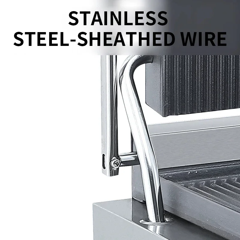 Professional Press Grill, Gas Griddle, Panini Contact Grill, Commercial Press Grill, Upper and Lower Heating Elements (Low-Press