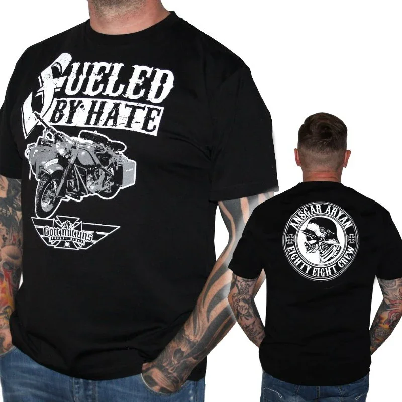 Fueled By Hate. Vintage Wehrmacht Military Side Car T-Shirt. Summer Cotton Short Sleeve O-Neck Mens T Shirt New S-3XL