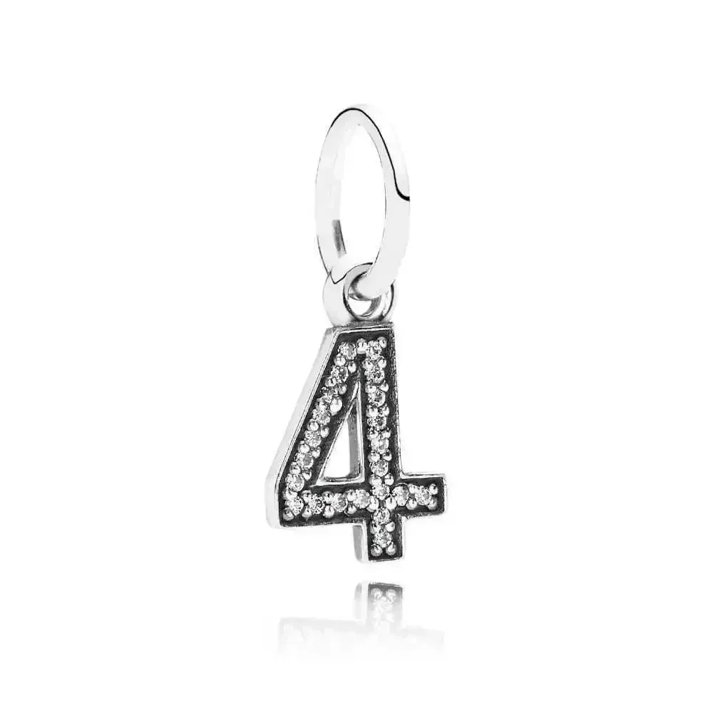 Nuovissimo S925 Sterling Silver zircone lucido da uno A nove serie digitale, ciondolo collana fai da te con una varietà di accessori