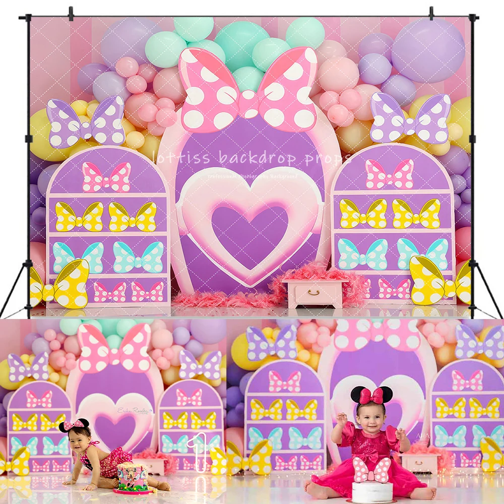 

Birthday Bowtique Backdrops Kids Baby Birthday Cake Smash Photocall Girl Child Photo Pink Balloons Backgrounds