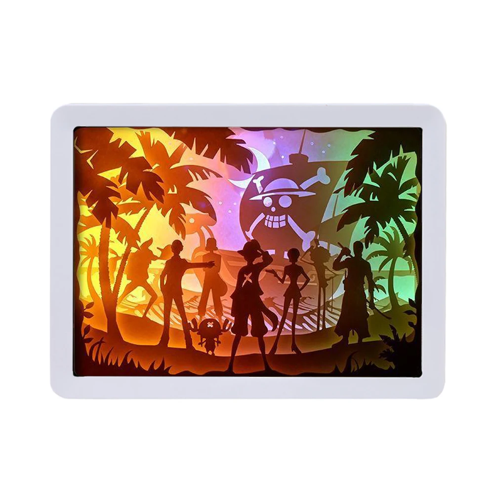 2023 Dropshipping  High Quality Anime Figure Paper Cut Light Box Creative Led Night Light  led Shadow box frame for Home Decor