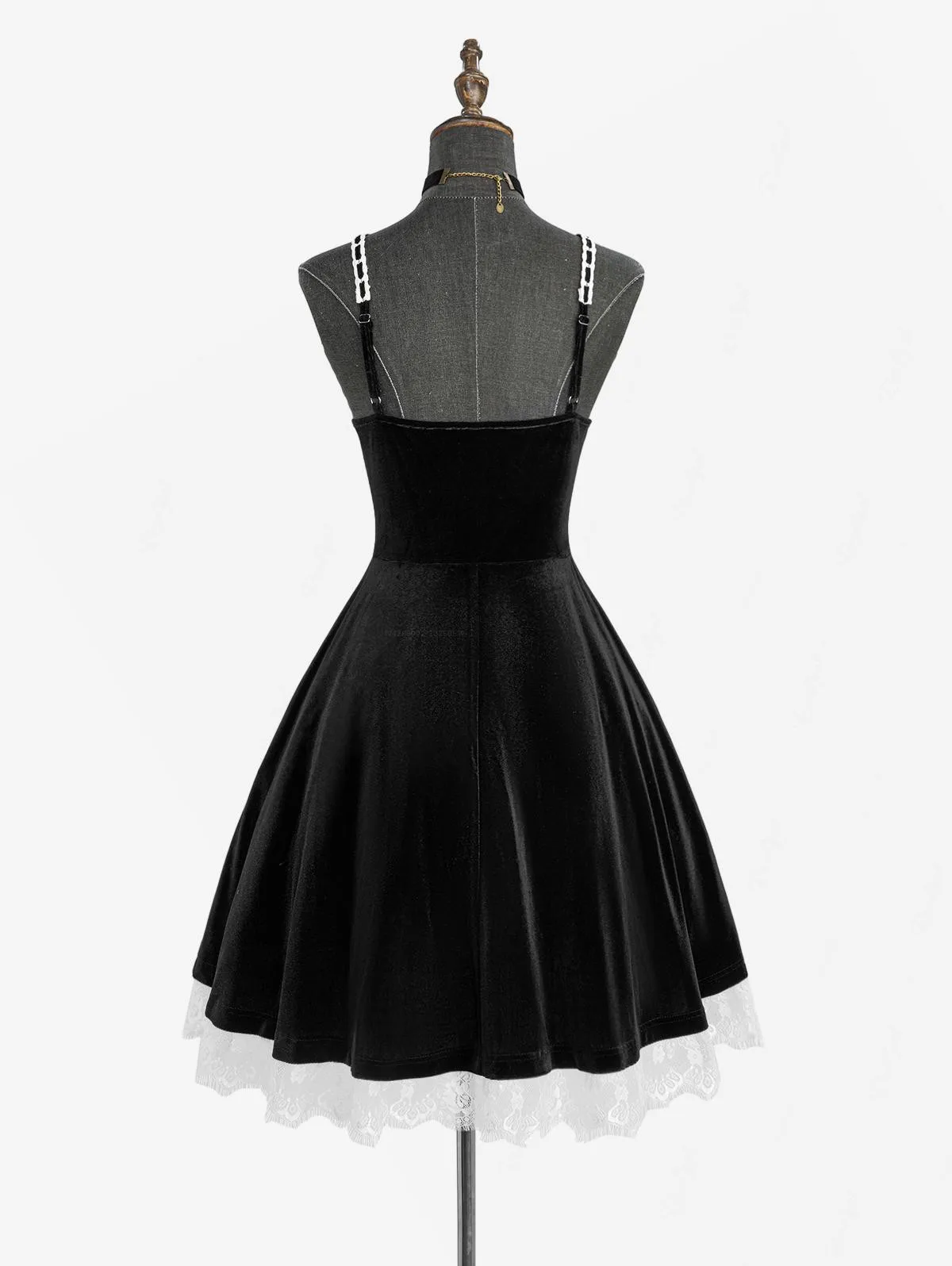 ROSEGAL Abito gotico taglie forti con fiori di rosa, maglia jacquard, pizzo, tubazioni a contrasto, abito a trapezio in velluto