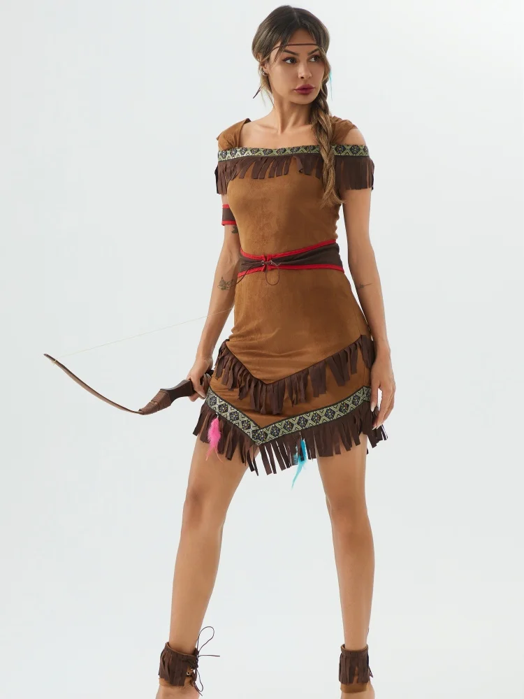 Nuevo estilo Tribal Archer Cosplay disfraces traje princesa india nativa mujer Cosplay vestido de fiesta ropa trajes cazadora