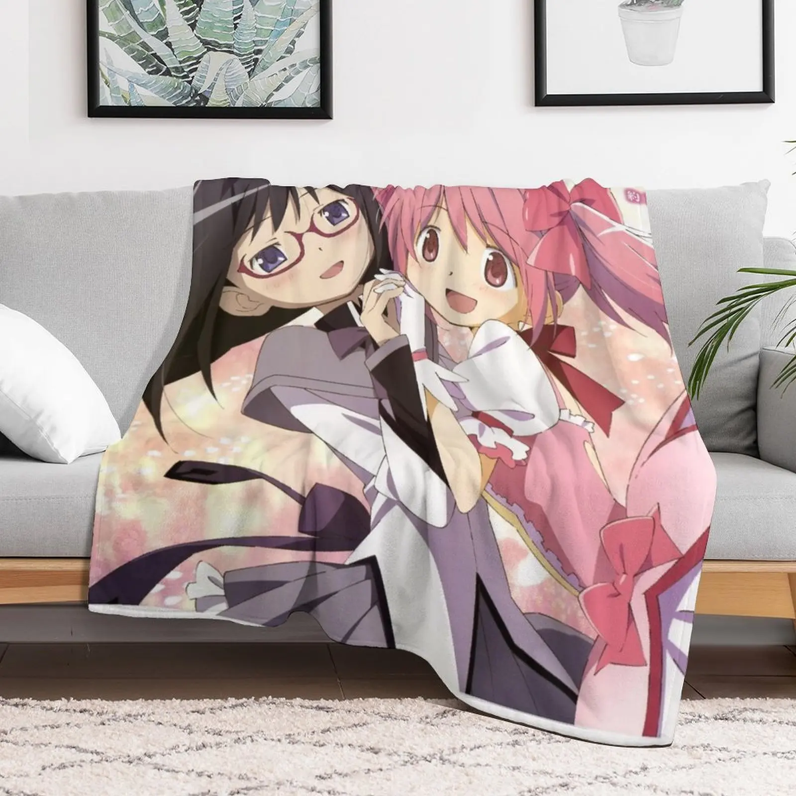 madoka magica madoka and homura Throw Blanket Soft Beds warm for winter Blankets