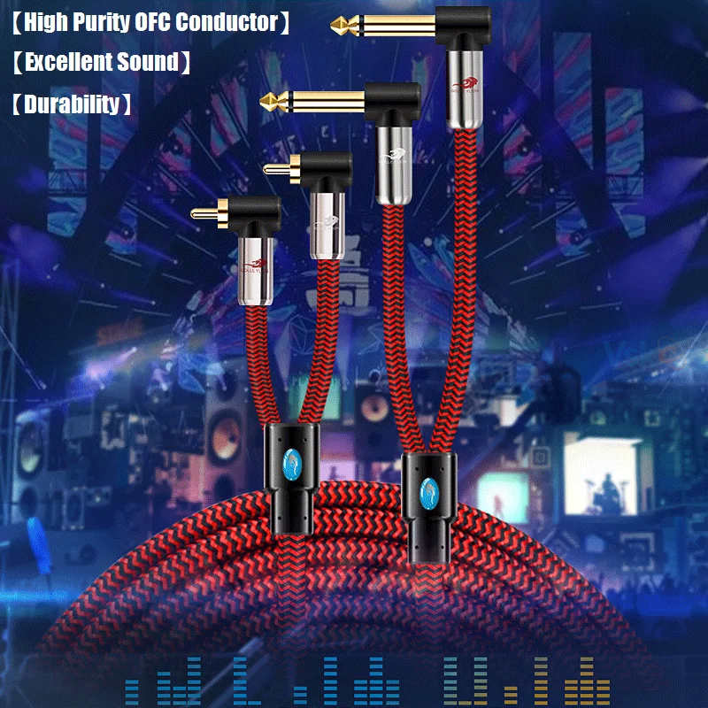 المزدوج 1/4 "TS أحادية ذكر 6.35 مللي متر إلى RCA ذكر كابل الصوت خلاط وحدة التحكم مكبر للصوت المتكلم نظام المسرح المنزلي محمية الحبال