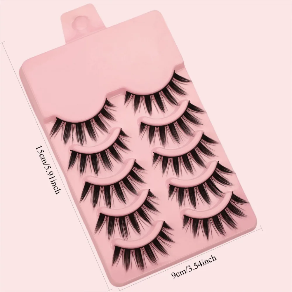 5 Paar Manga Spiky Fairy Falsche Wimpern im Anime-Katzenaugen-Stil, zarte Kunstwimpern mit weichem Band, wiederverwendbares Augen-Make-up-Tool für Frauen – Detail 5