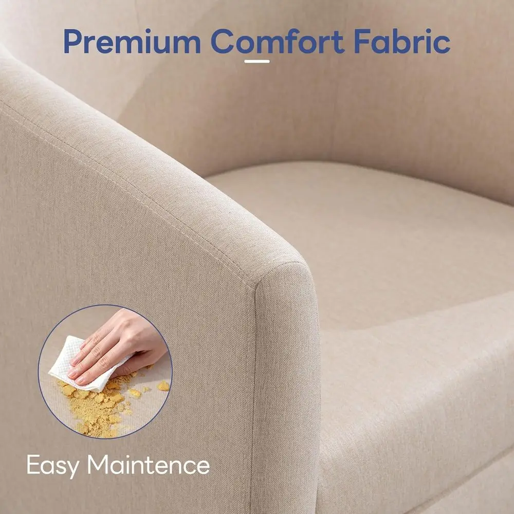 Pair of Modern Accent Barrel Chairs: Comfortable and Cozy for Living Rooms, Bedrooms, Reception Areas, and Cafes in Beige