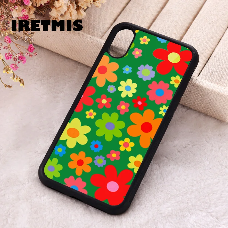 Iretmis Phone Cover Case For iPhone X XS Max XR 11 12 13 PRO MINI 14 15 16 Plus Rubber Silicone flower Bloom