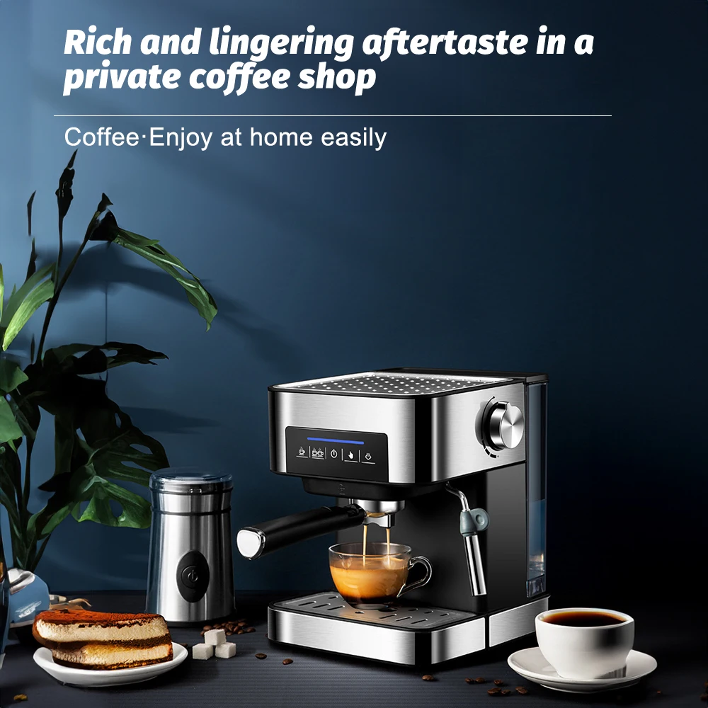 Espresso maschine 20 bar 15 Tassen 1,6 l Wassertank 850w Espresso maschine mit Dampf milch schäumer