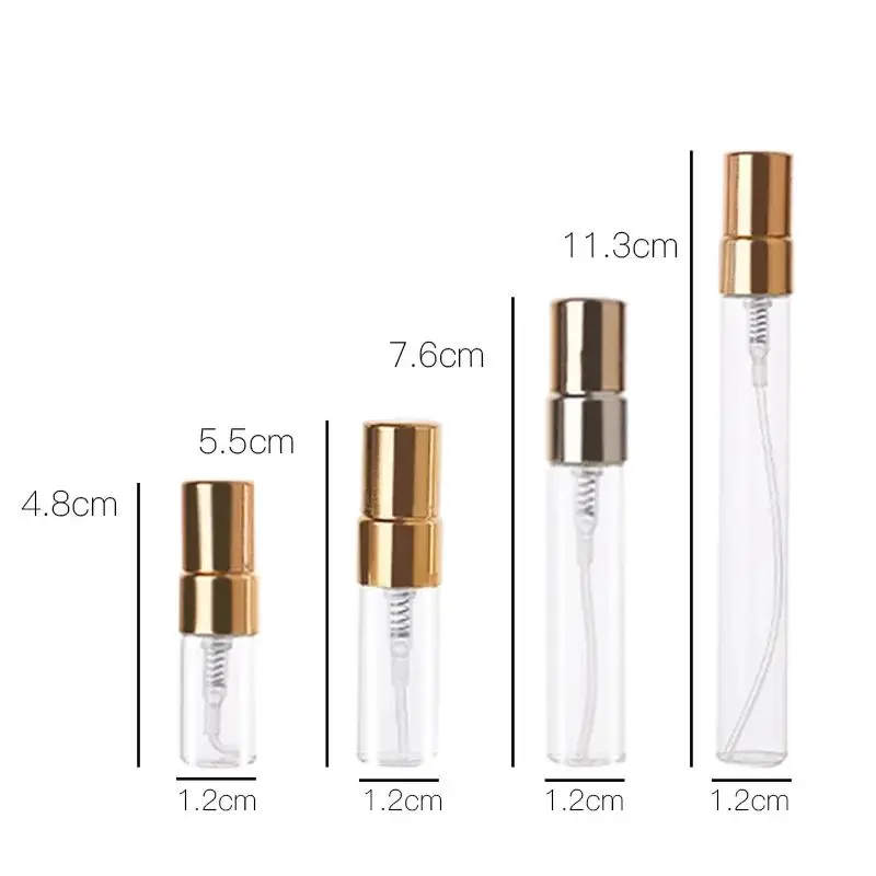 

2ml 3ml 5ml 10ml Mini Glass Perfume Spray Bottle With Gold Spray Head Empty Cosmetic Bottles Atomizer Refillable Sample Vials