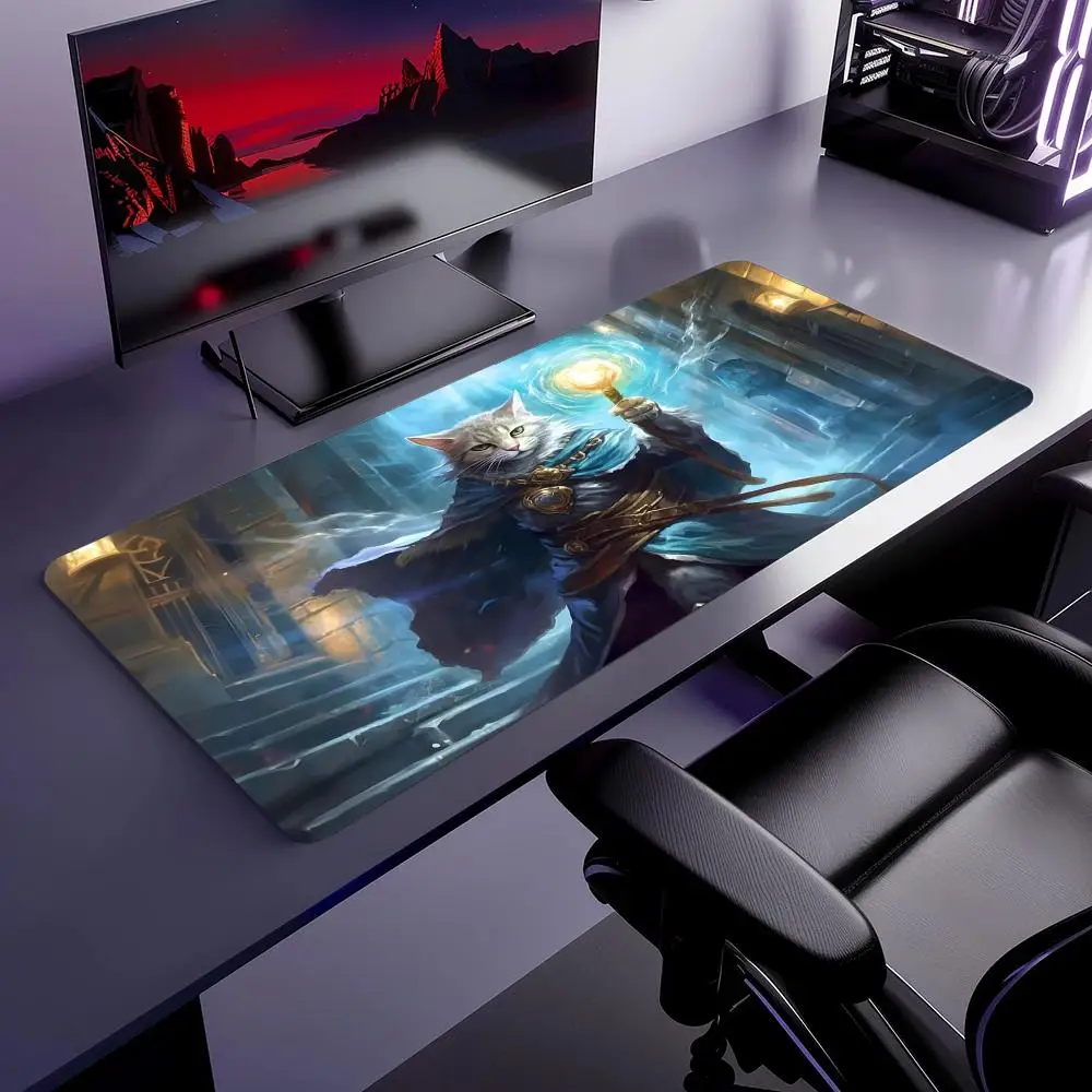 

Cat Magician Magic Party Game Mat Durable Rubber for MTG and TCG Games 350X600mm Mouse Pad Offices Desk Mats Friendly Design