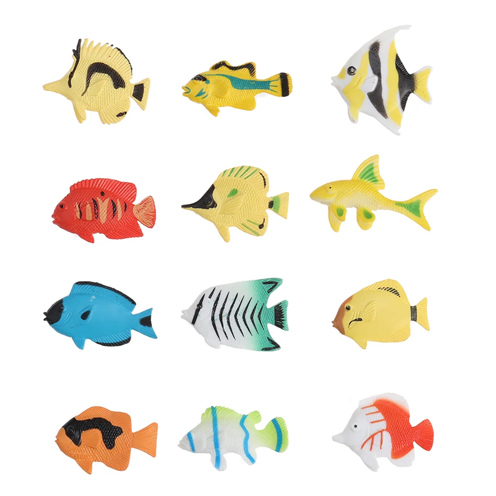 12pcs Ocean Animal Tropical Fish Figure Model Preschool Kids Educational Toys fish toys plastic fish model