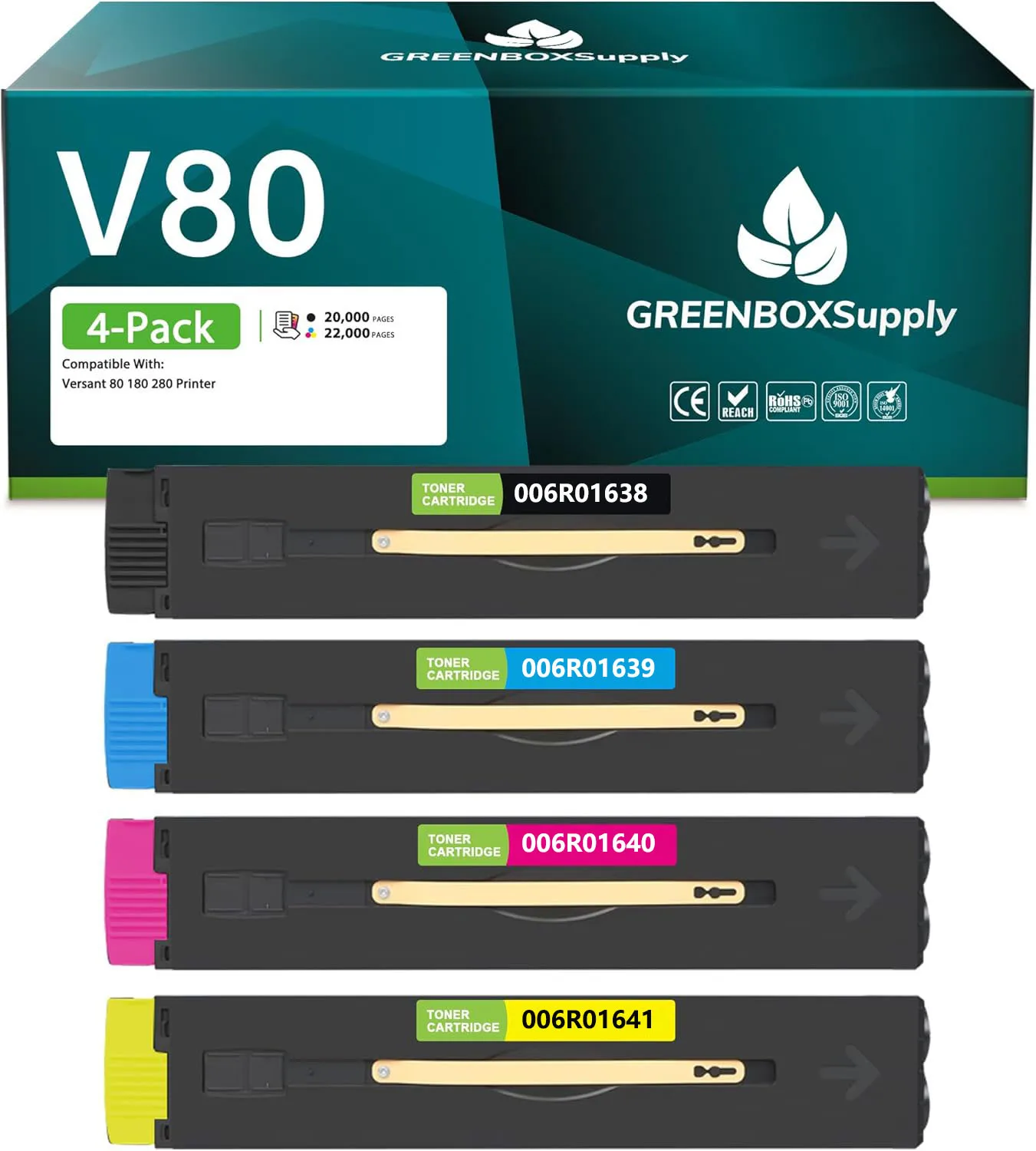 

V80 Toner Cartridge Color 006R01638 006R01639 006R01640 006R01641 For Xerox Versant V80 V180 V280 Compatible Toner Cartridge