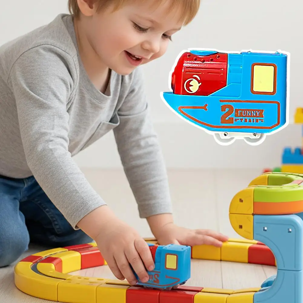 DIY Magnetische Schienenbahn zum Zusammenbauen für Kinder Elektronisches Magisches Schienenfahrzeug Konstruktionsspielzeug Lehrreiches Kinderspielzeug Weihnachtsgeschenk