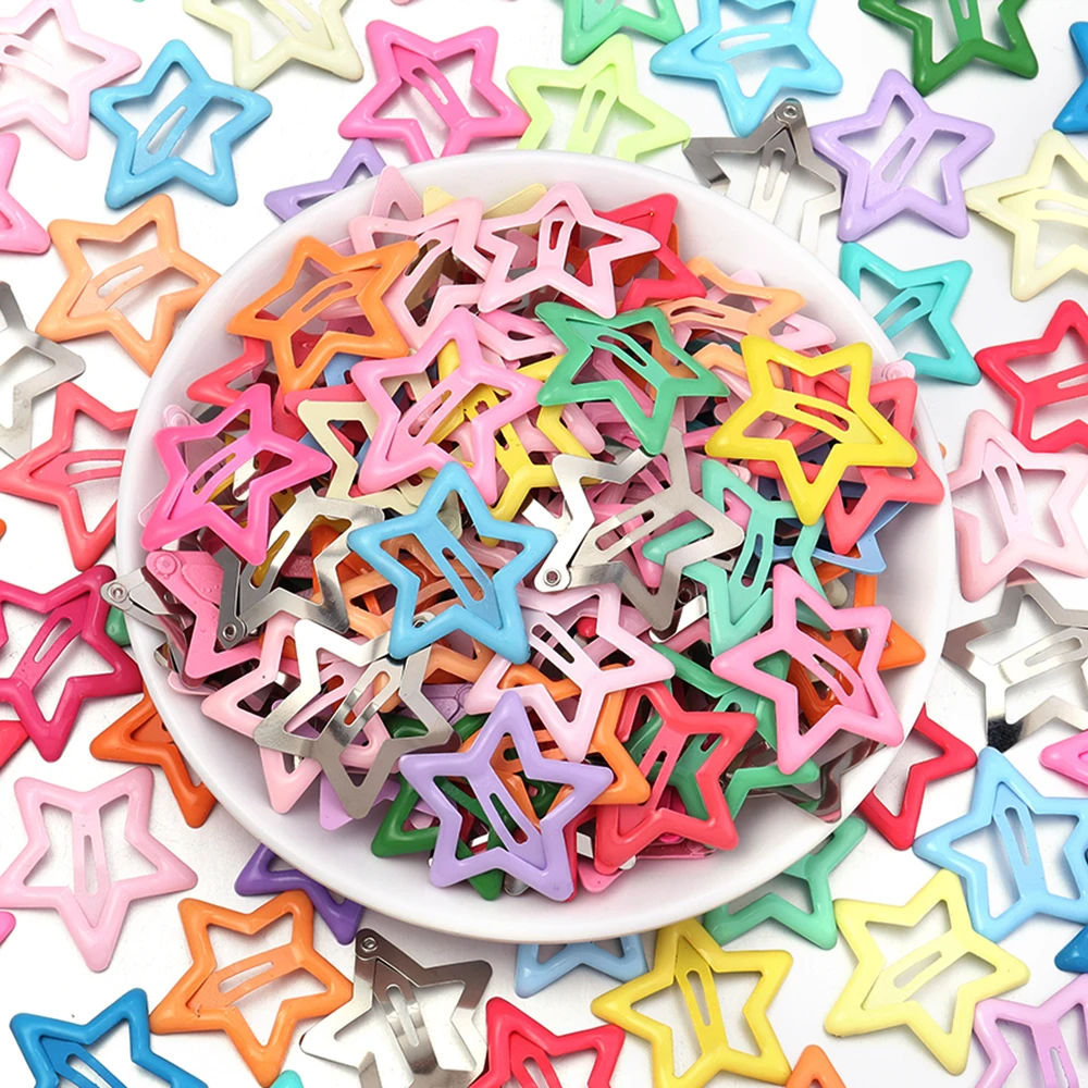 50pcs/lot Metal Colorful Kids BB Hair Clips Y2K Star Hair Clips For Broken Hair Clip Bangs Hair Clip Girls Y2K Style Hair Clips