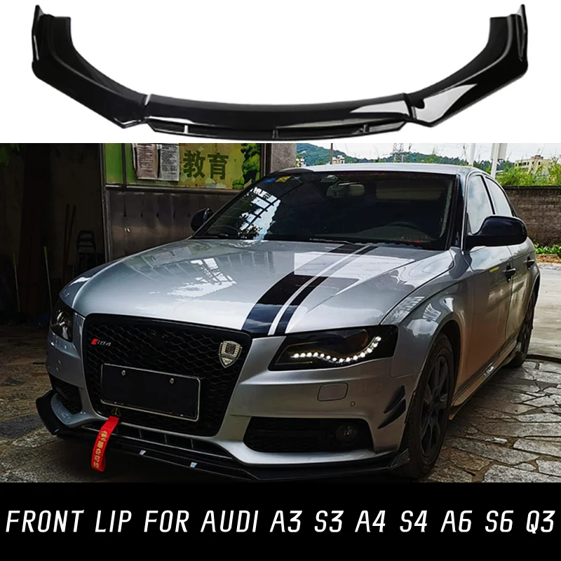 

For Audi A3 A4 A6 S3 S4 S6 Q3 B6 B7 B8 Sedan Bodykit Car Universal Front Bumper Lip Chin Spoiler Splitter Diffuser Accessories